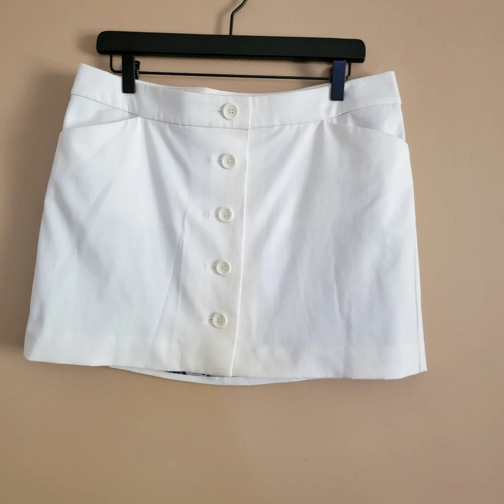 EXPRESS | Editor Cream buttoned mini skirt Size 10